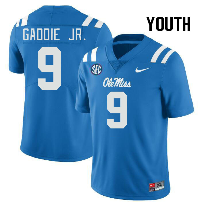 Youth #9 DeShawn Gaddie Jr. Ole Miss Rebels College Football Jerseyes Stitched Sale-Powder Blue - Click Image to Close